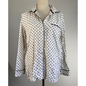 Victoria's Secret Y2K Pajama Top M Polka Dot Button Sleep Shirt 2000s Loungewear